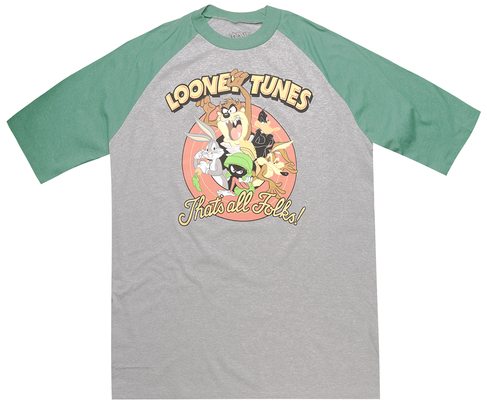 LOONEY TUNES RAGLAN T-SHIRT GREY/GREEN - TS163084LNT