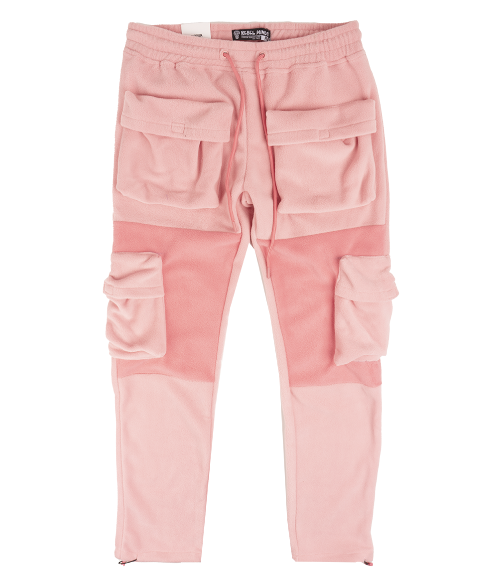 REBEL MINDS FLEECE CARGO PANTS DUSTY PINK - 122-421