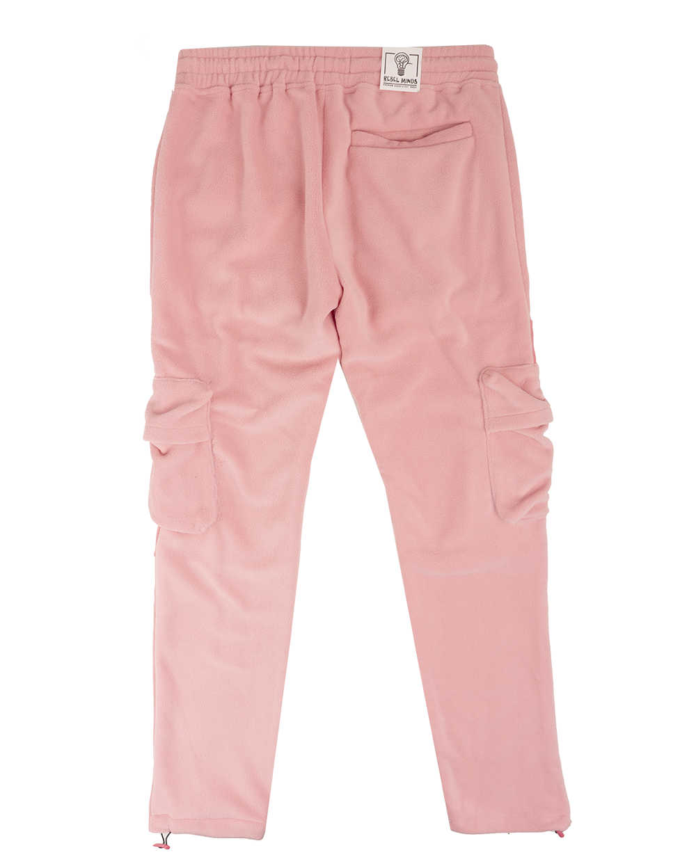 REBEL MINDS FLEECE CARGO PANTS DUSTY PINK - 122-421