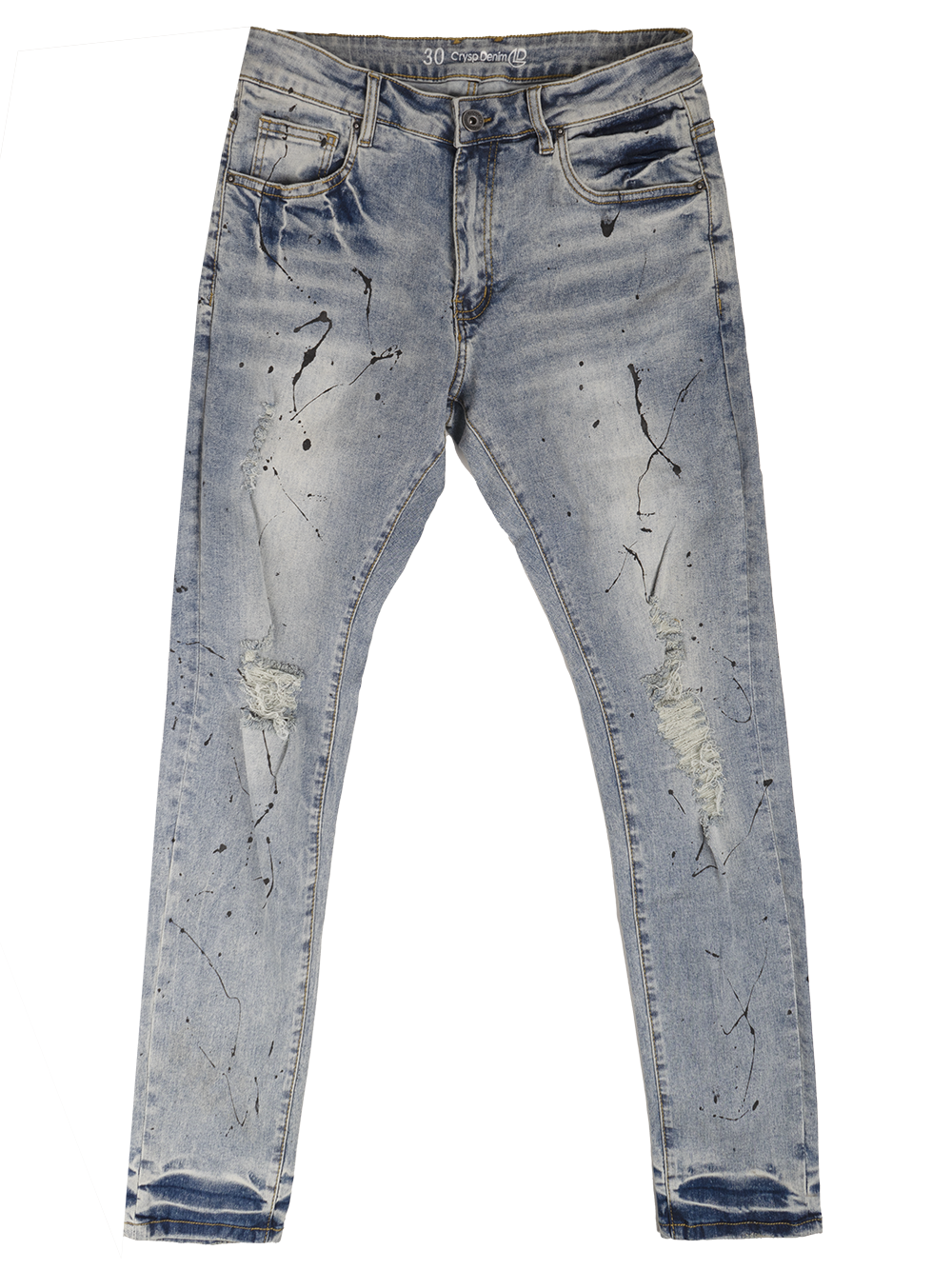 CRYSP DENIM DISTRESSED DENIM JEANS LIGHT INDIGO - CRYSPBUC192