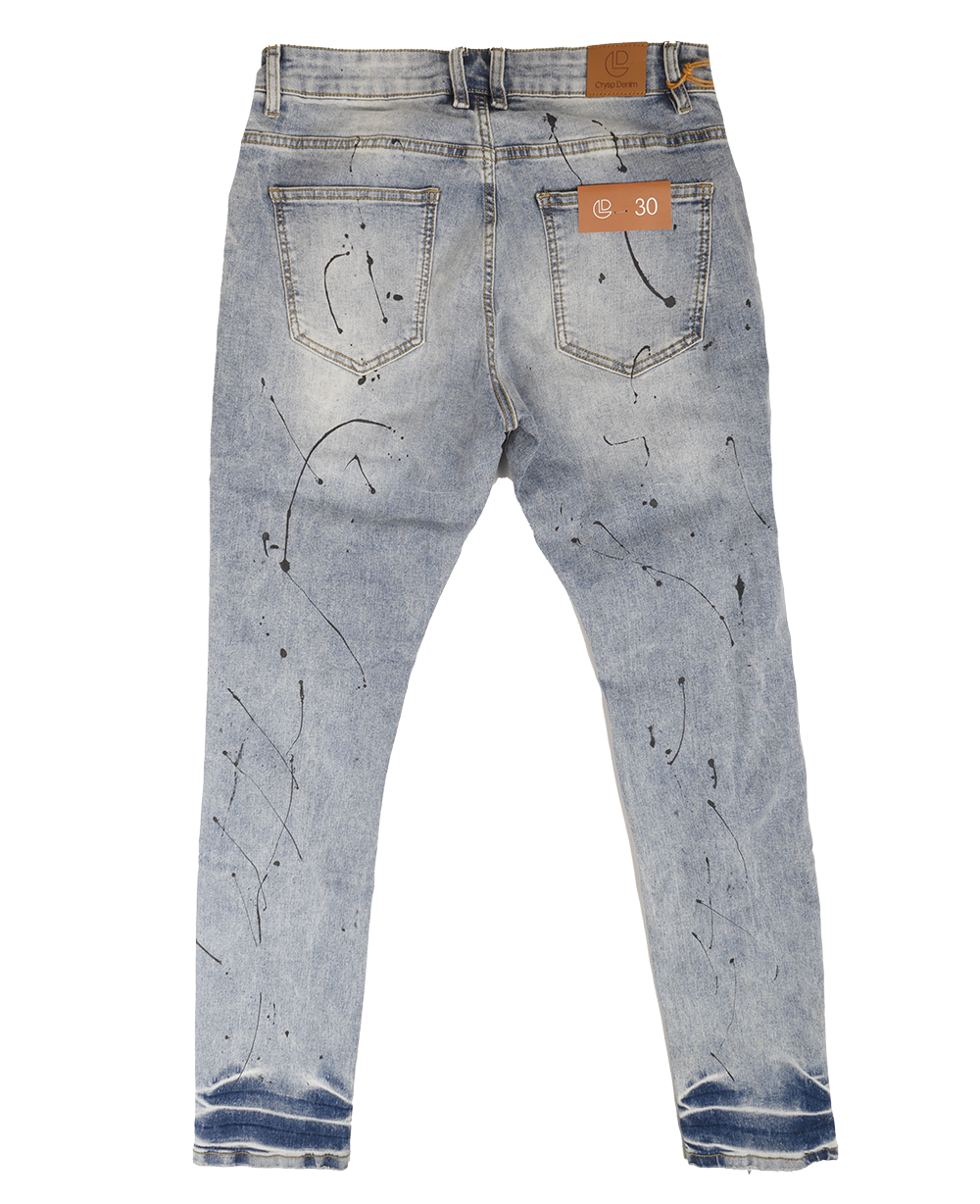 CRYSP DENIM DISTRESSED DENIM JEANS LIGHT INDIGO - CRYSPBUC192