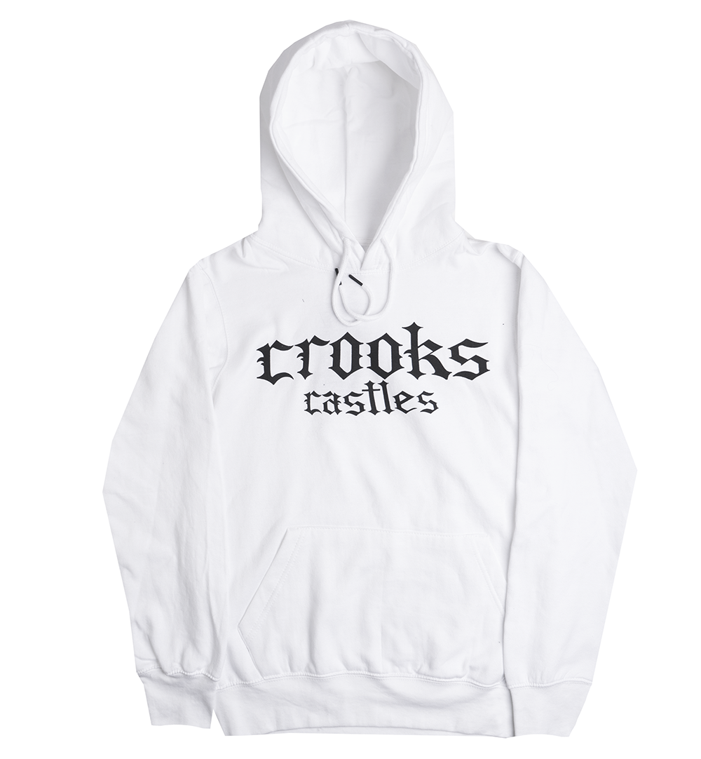 CROOKS & CASTLES HOODIE IR WHITE  - GOTHIC SCRIPT