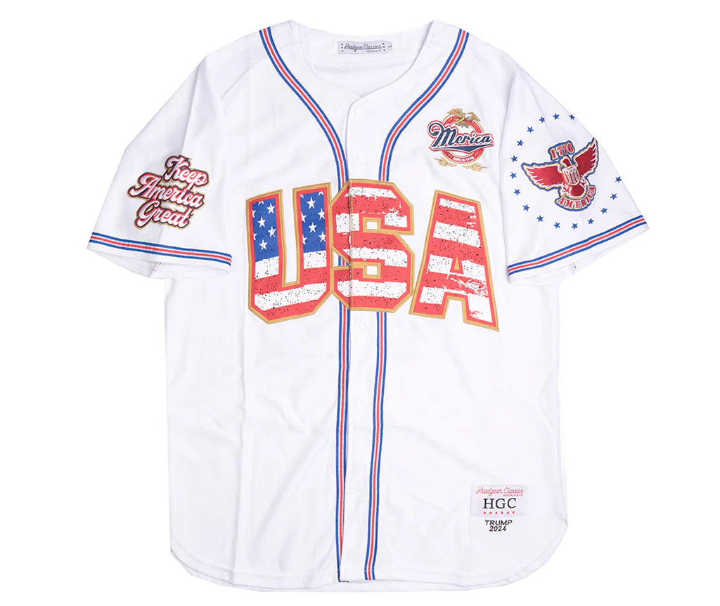 YOUTH HEADGEAR TRUMP BASEBALL JERSEY WHITE - HGC191-YBAJ-01