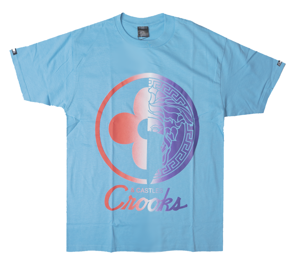 CROOKS & CASTLES SPLIT LOGO T-SHIRT LIGHT BLUE - QSCCT01