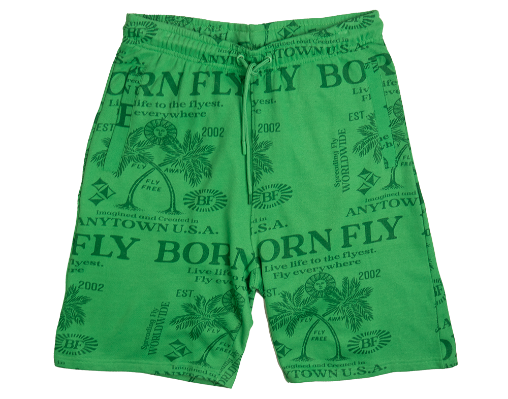 BORN FLY SWEAT SHORTS GREEN -  B05B2997