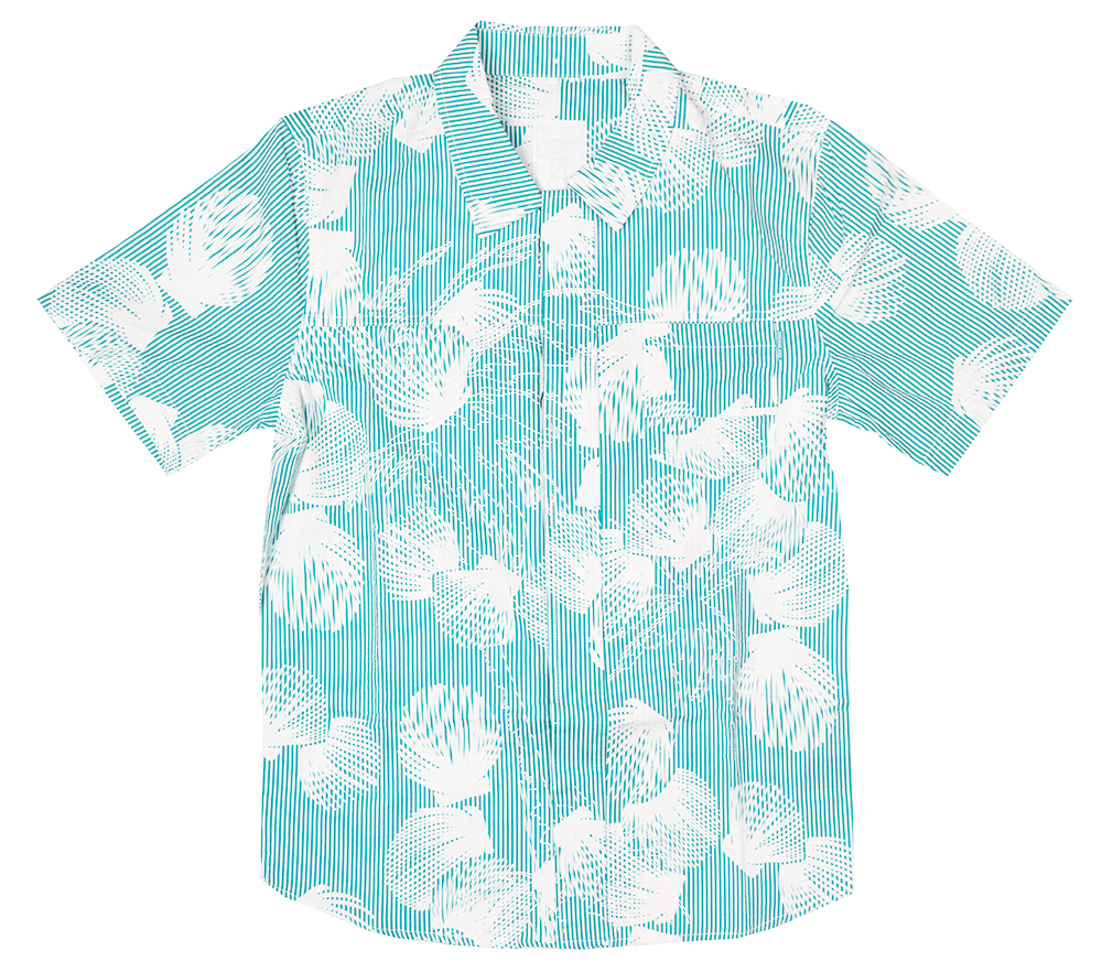 DREAMLAND BUTTON DOWN S/S SHIRT AQUA - D2305W0807