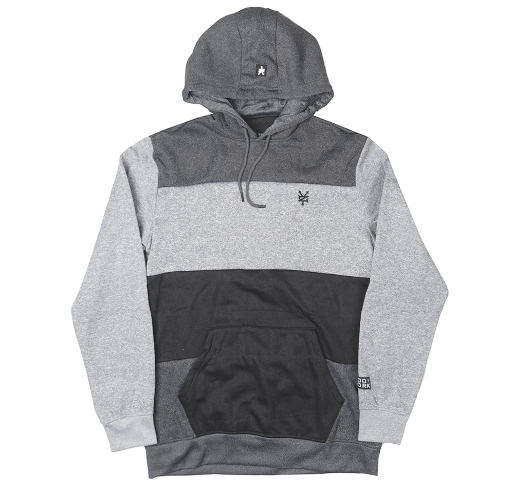 ZOO YORK PANEL HOODIE GREY MARLED - ZY30H32