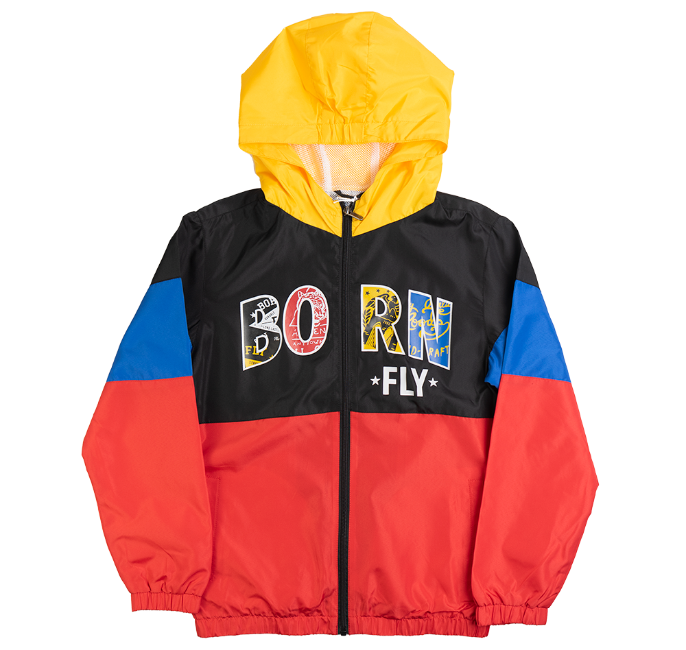 KIDS BORN FLY WINDBREAKER HOODIE BLACK - B04O2805