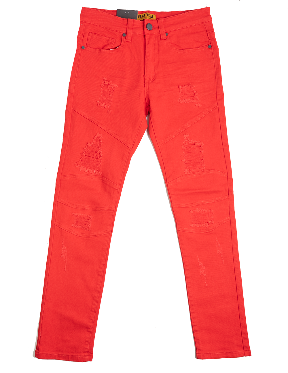 PLATFORM S DISTRESSED STRETCH JEANS RED - PD1905