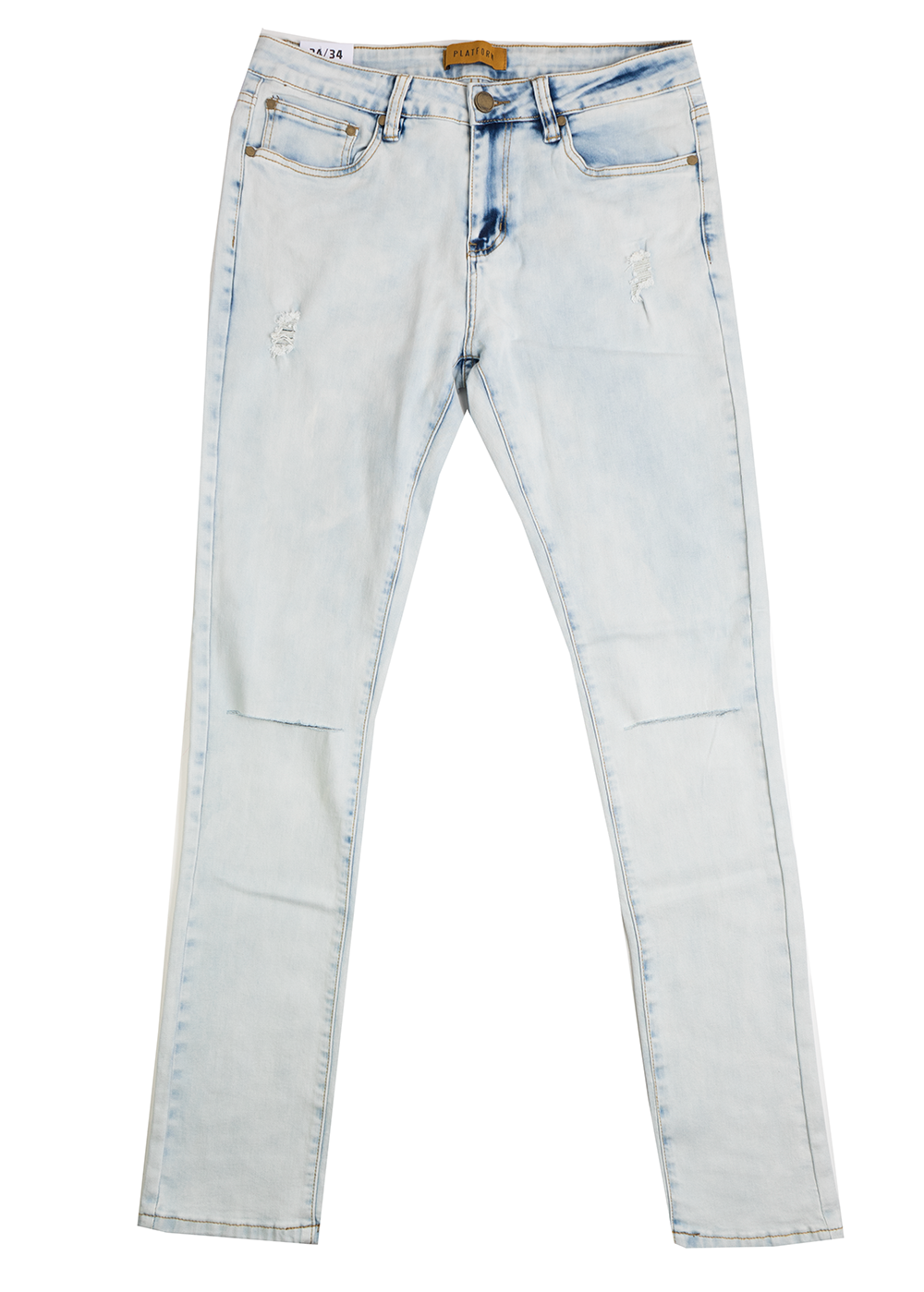 PLATFORM S DISTRESSED STRETCH JEANS BLEACH - PD1901