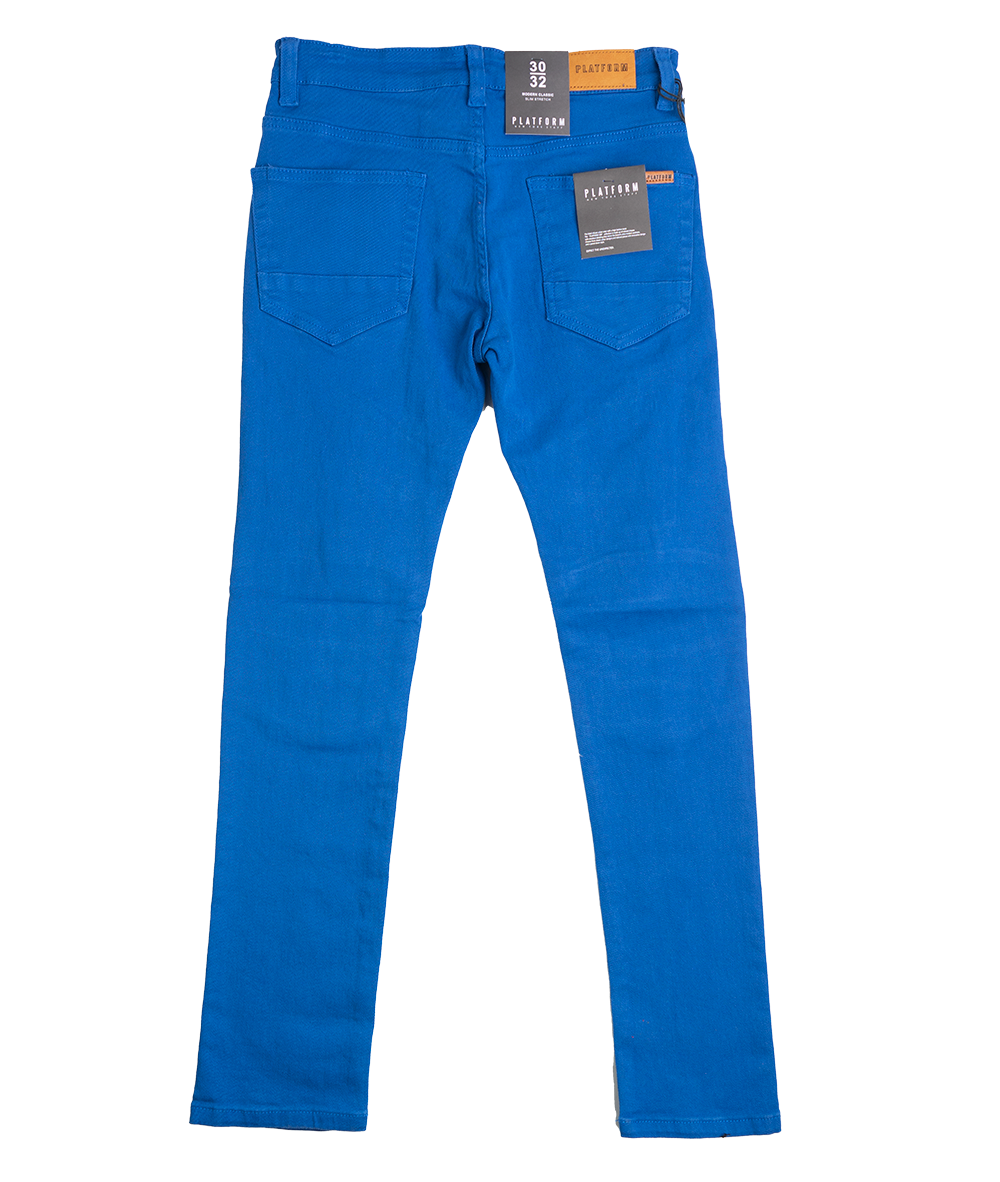 PLATFORM S DISTRESSED STRETCH JEANS ROYAL - PD1905