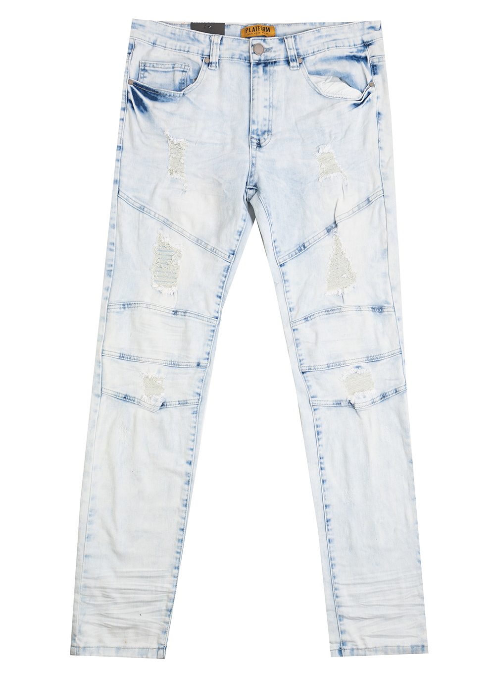 PLATFORM S DISTRESSED STRETCH JEANS ICE BLUE - PD1905