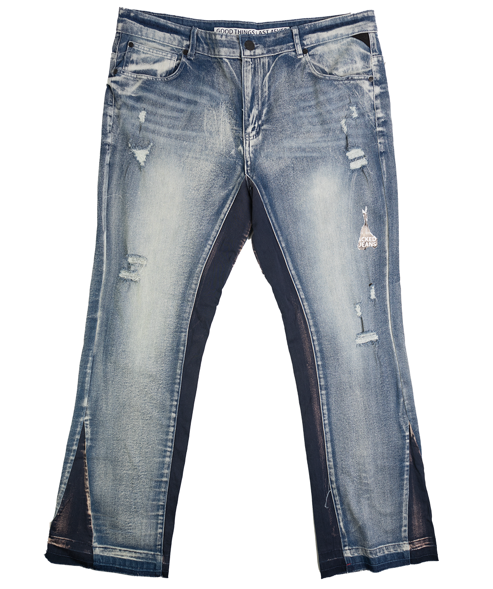 GOOD THINGS LAST 4EVER STACKED JEANS LT SAND - G231C-1271