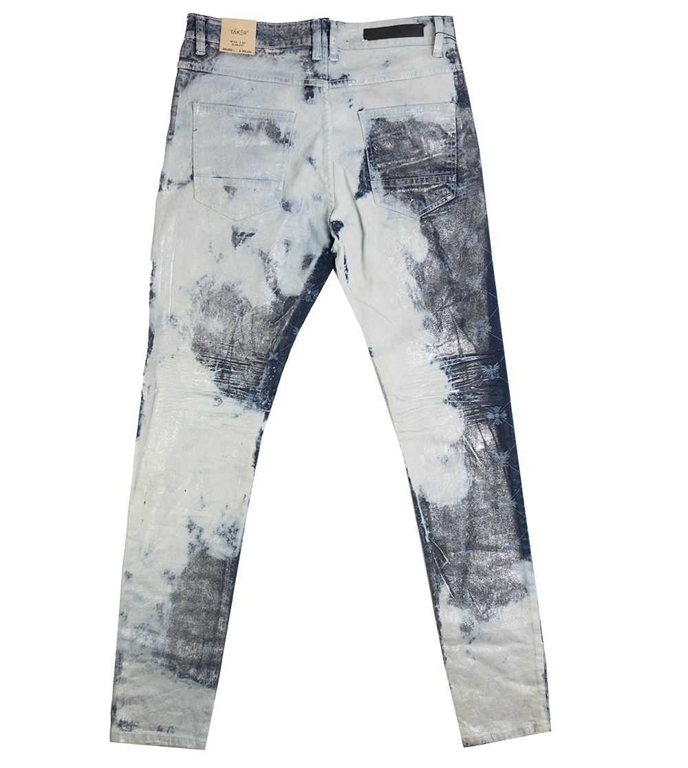 TAKER SLIM STRAIGHT FIT JEANS FOIL SILVER - T4030