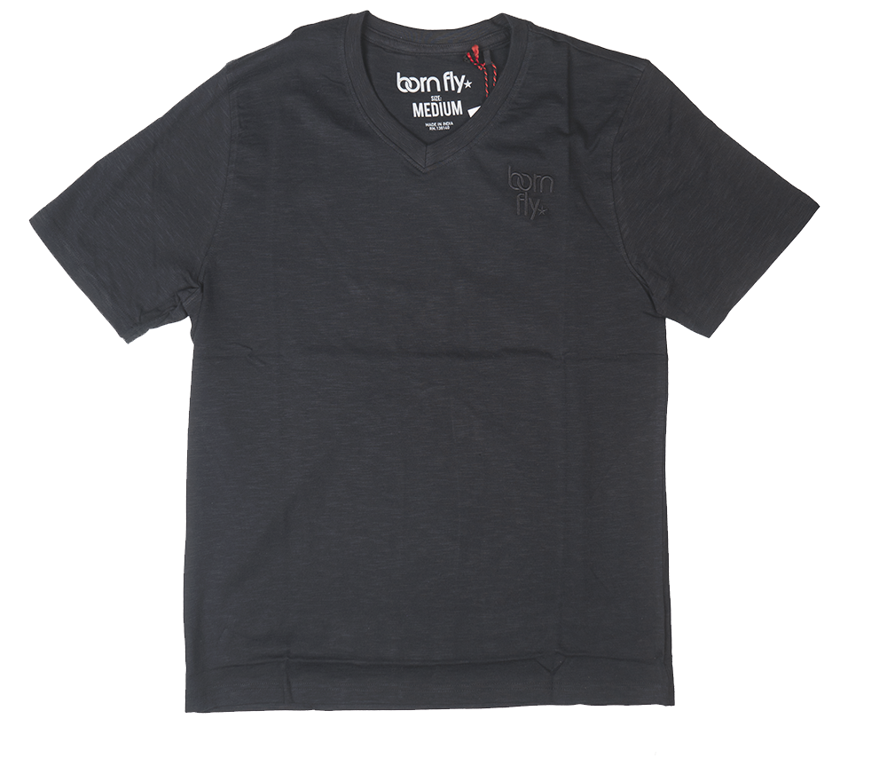 BORN FLY V NECK T-SHIRT BLACK - 2305T4741