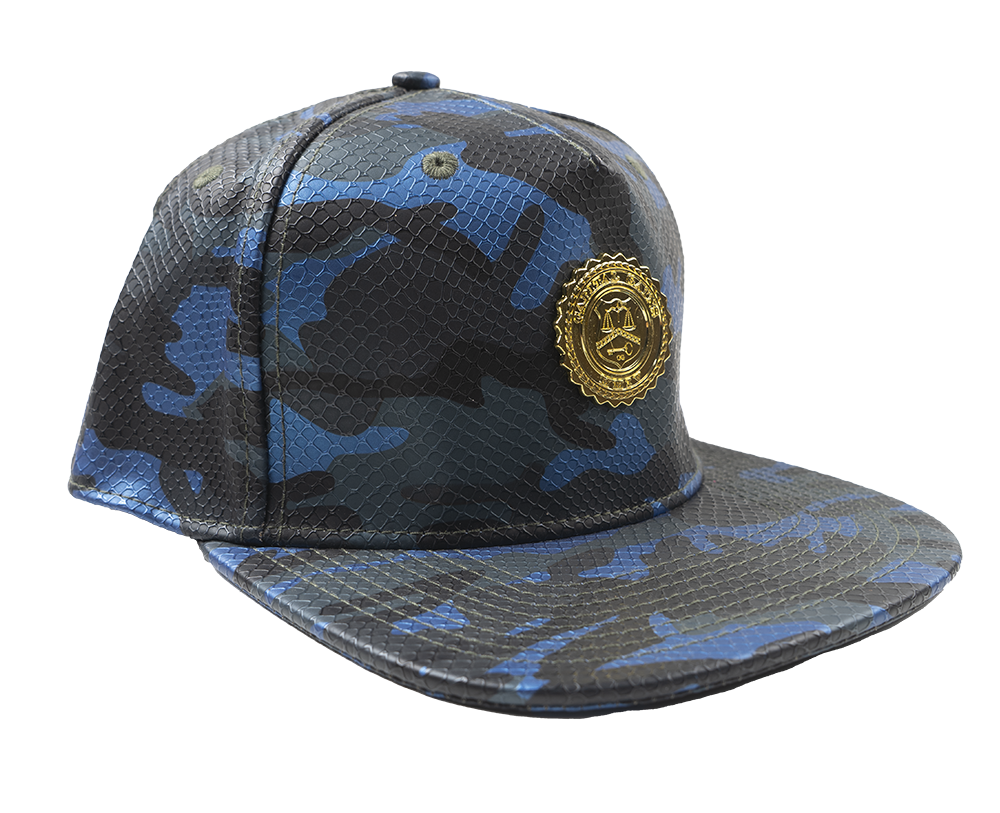 CAPITAL GAINS SNAKE EMBOSS STRAPBACK HAT BLUE CAMO - CG045