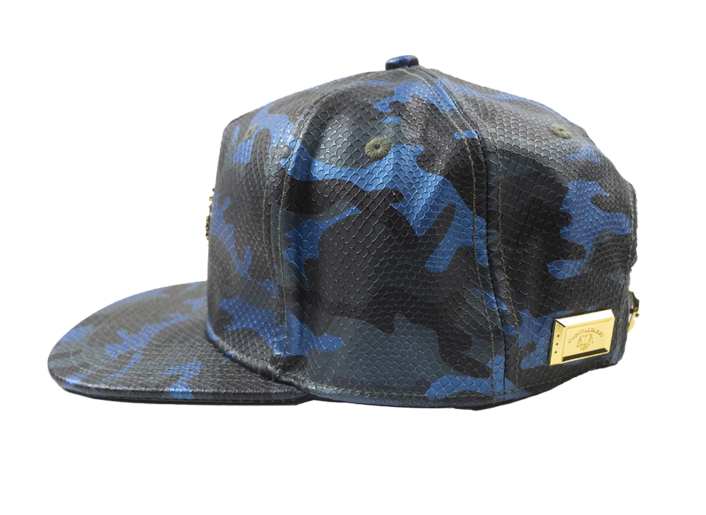 CAPITAL GAINS SNAKE EMBOSS STRAPBACK HAT BLUE CAMO - CG045