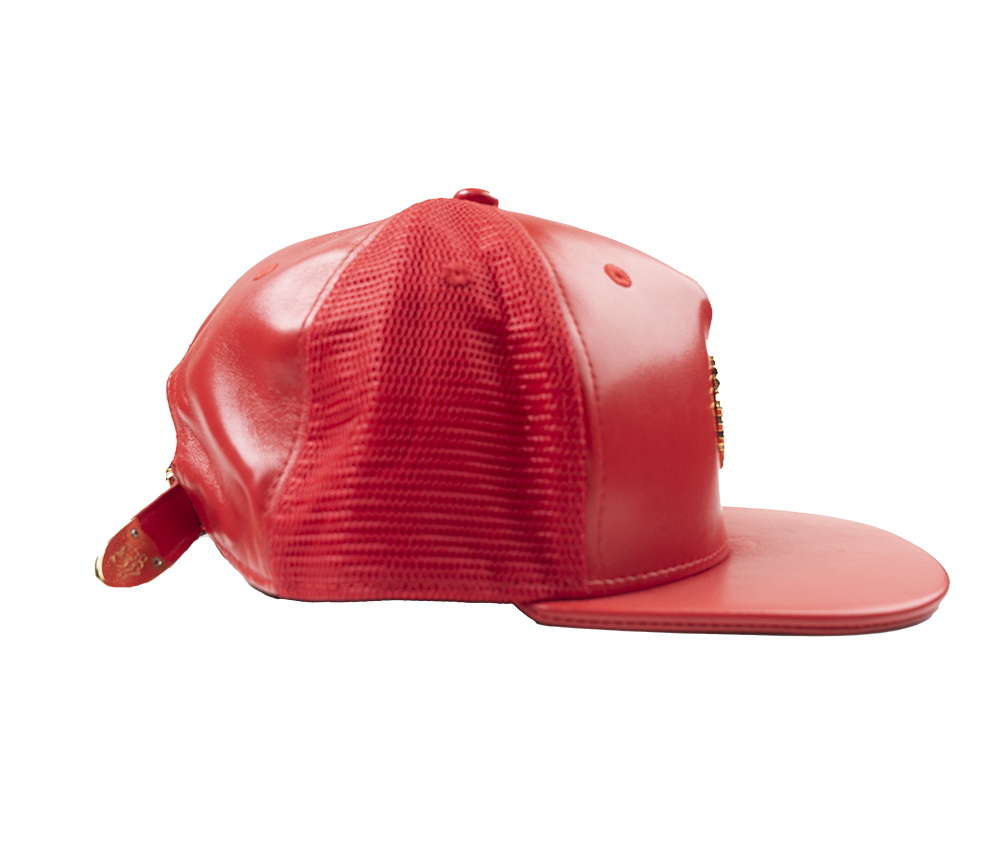 CAPITAL GAINS VEGAN LEATHER TRUCKER HAT RED - CG021