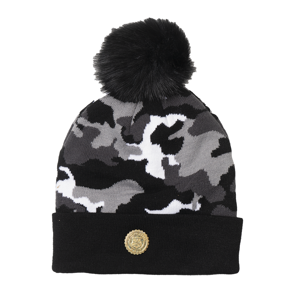 CAPITAL GAINS POM BEANIE BLACK CAMO - CG028