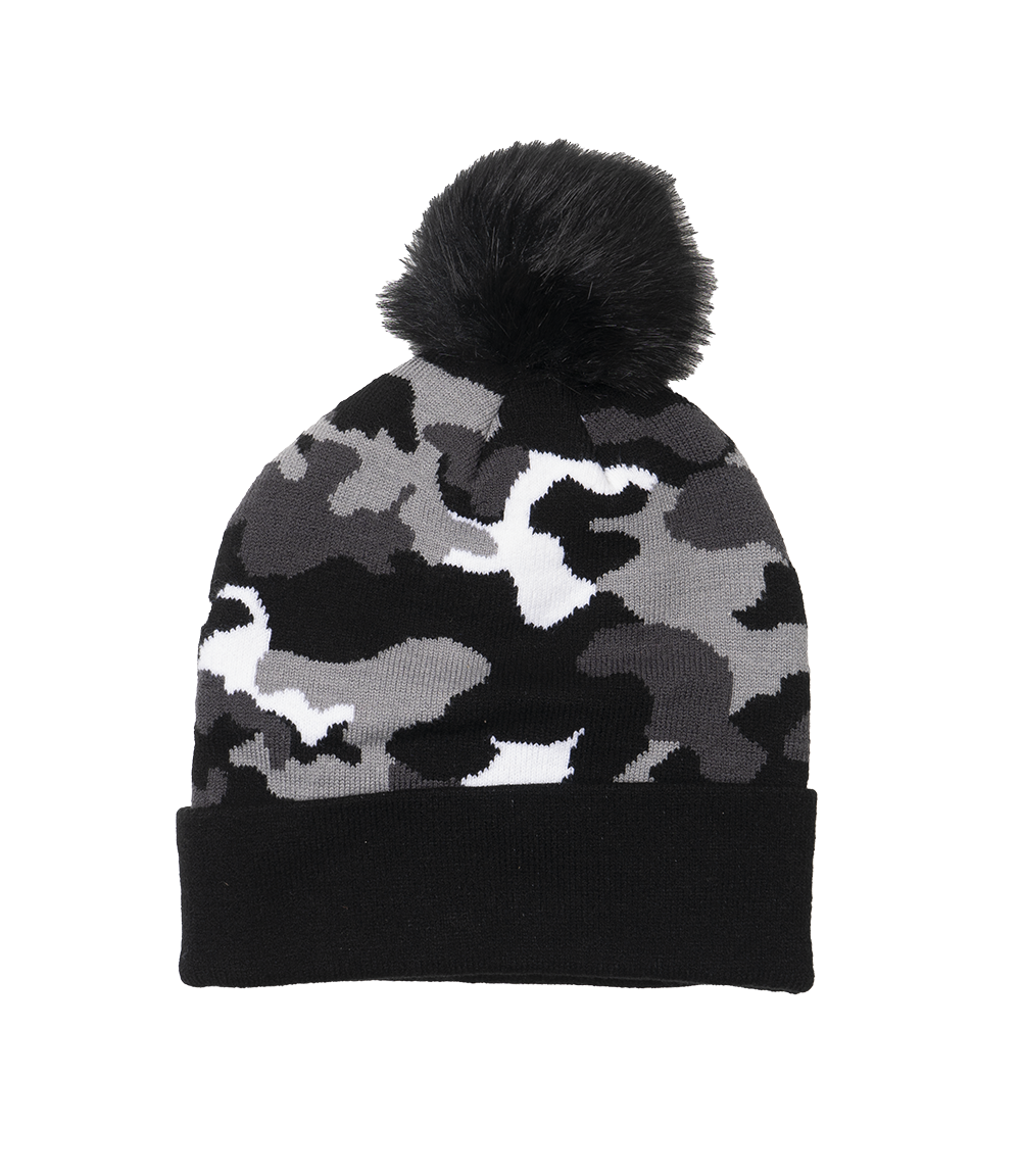 CAPITAL GAINS POM BEANIE BLACK CAMO - CG028