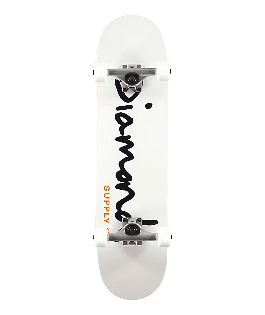 DIAMOND SUPPLY CO SIZE 8 COMPLETE SKATEBOARD WHITE - C20DMSK701