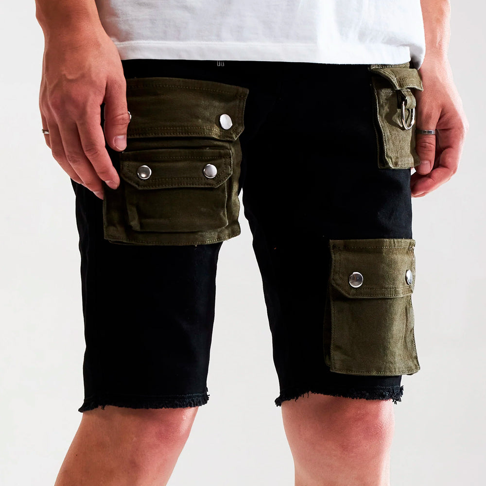 Embellish Black Denim Cargo Shorts