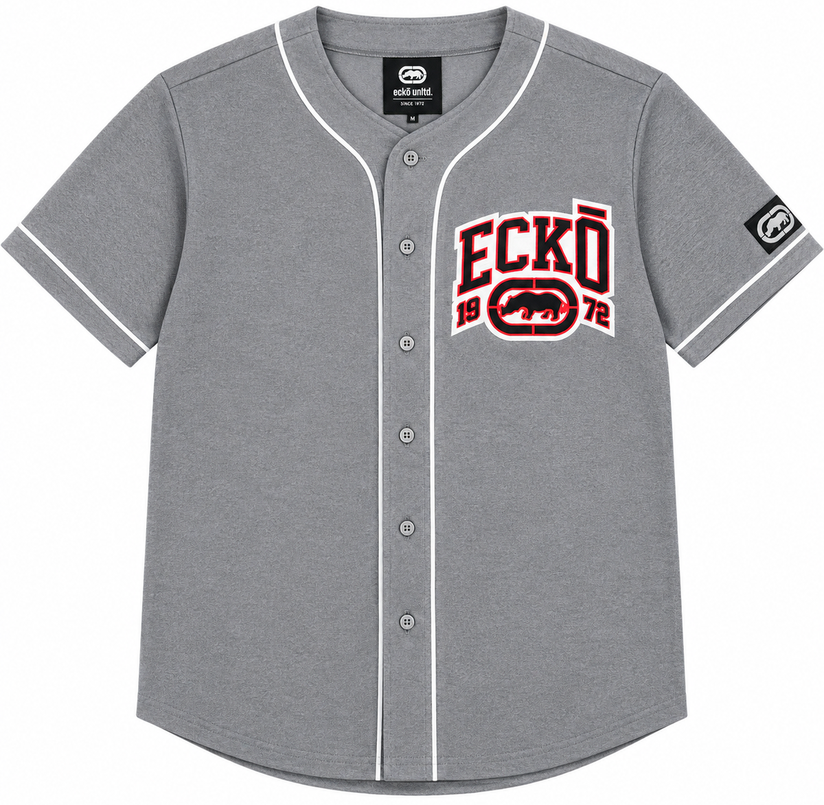 ECKO UNLTD SCRIPT BASEBALL JERSEY GREY MARLED - EO14K1589O