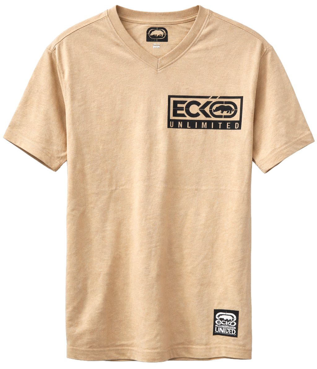 ECKO UNLTD S/S V-NECK T-SHIRT OATMEAL HTR - EO13K1378