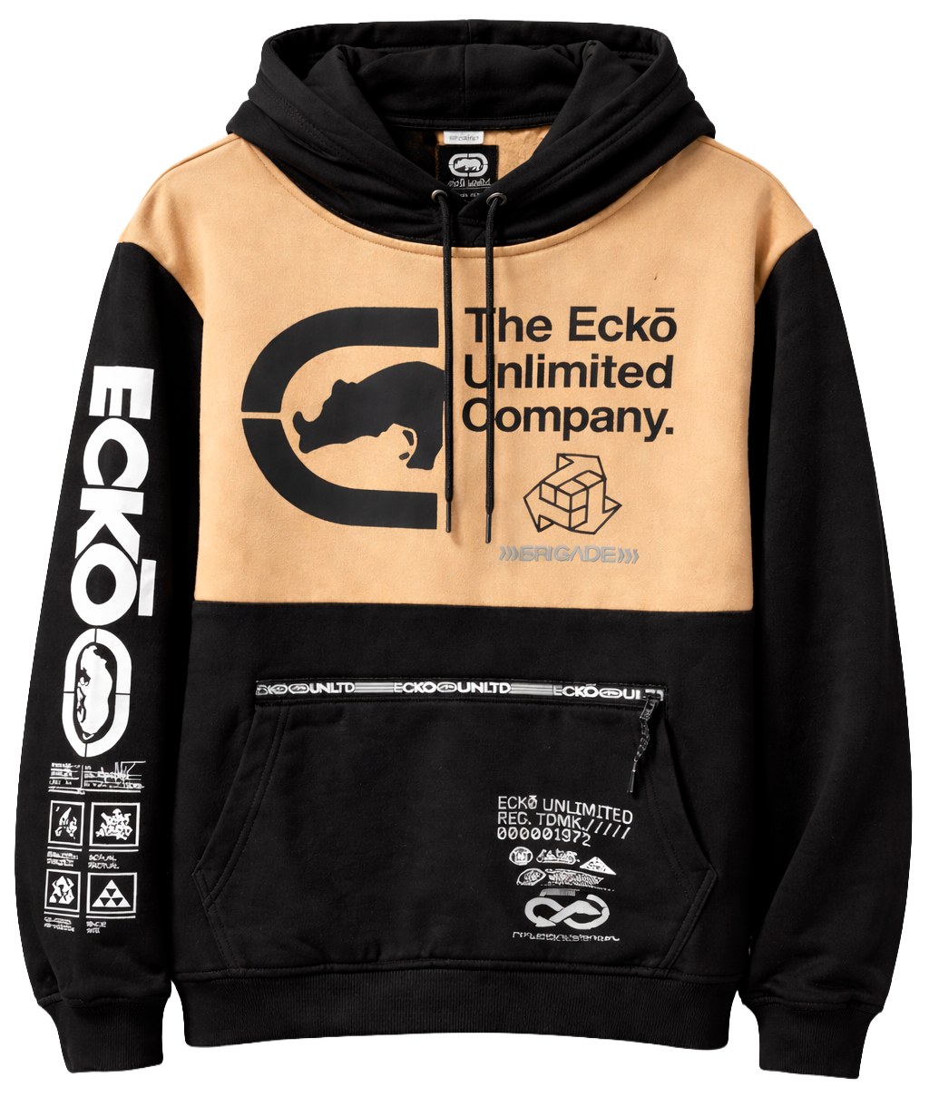 ECKO UNLTD FLEECE HOODIE BLACK TAUPE - EO34H1184