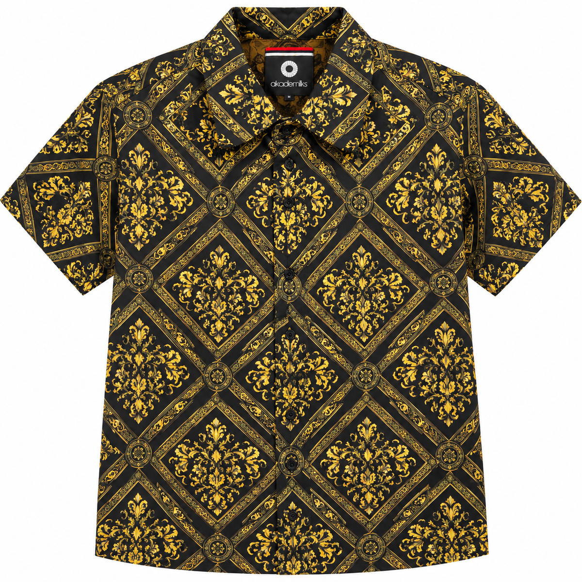AKADEMIKS S/S BUTTON-DOWN SHIRT BLACK/GOLD - A13SW22