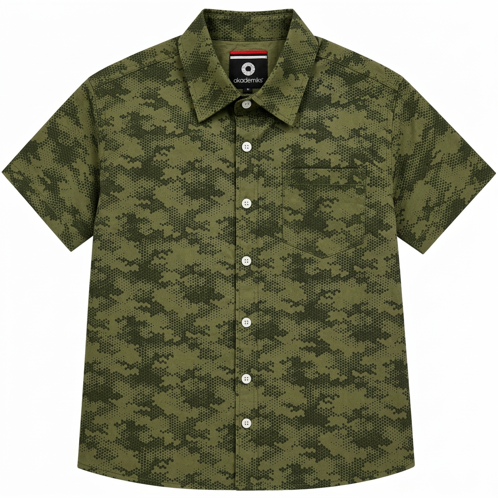 AKADEMIKS S/S BUTTON-DOWN SHIRT OLIVE - A13SW11