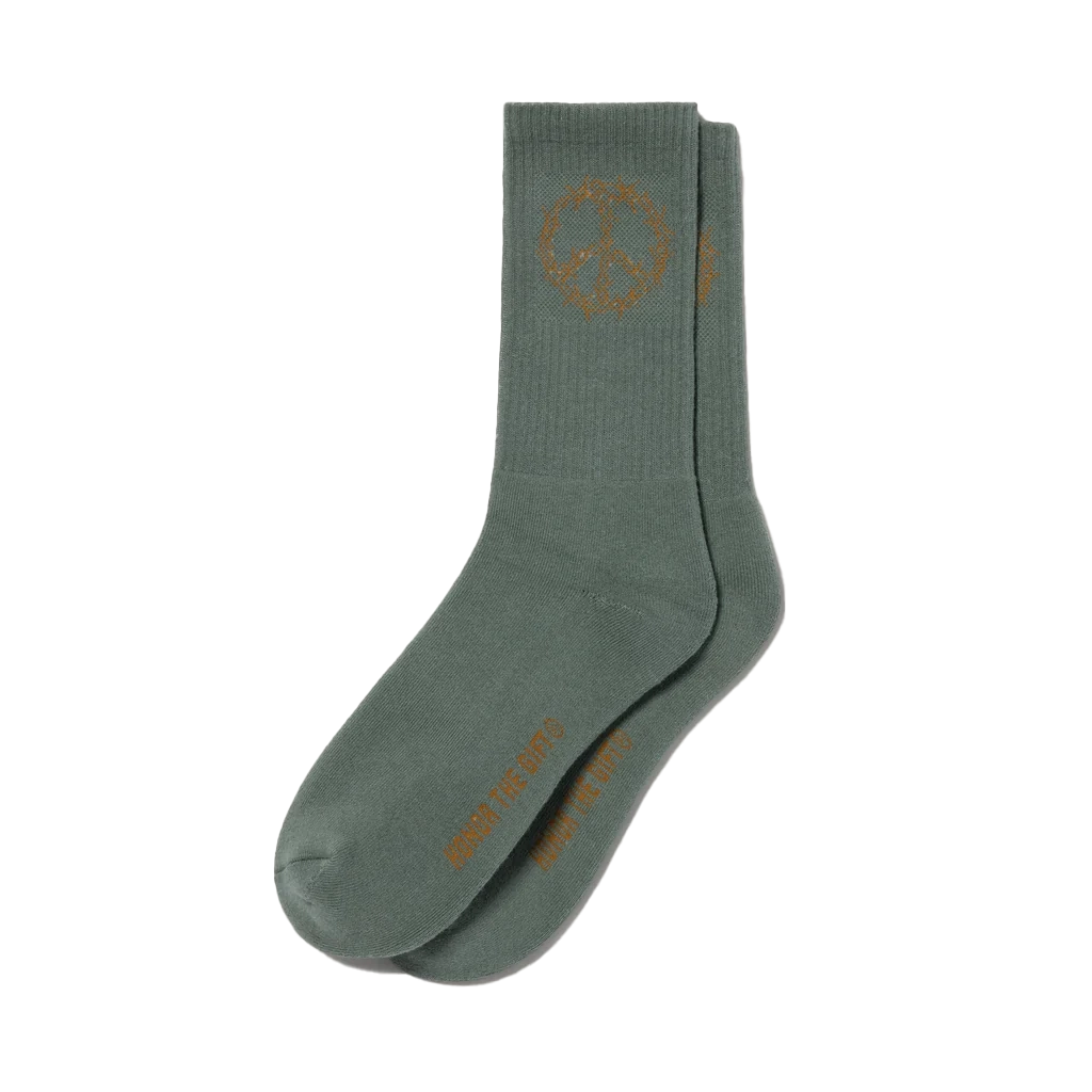 HONOR THE GIFT IRON PEACE RIBBED SOCKS GREEN - HTG220382