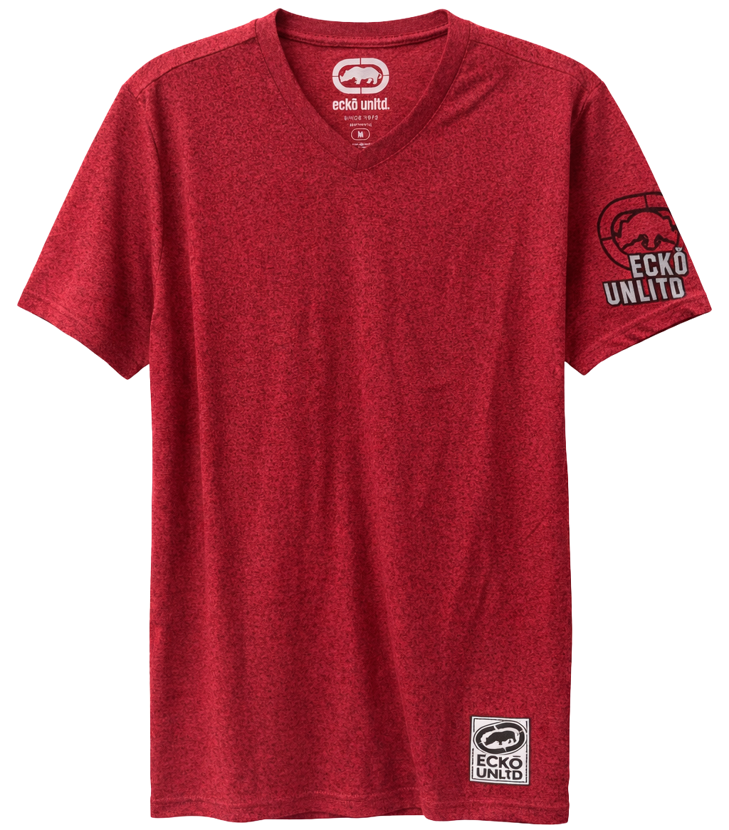 ECKO UNLTD S/S V-NECK T-SHIRT RED MARLED - EO13K1369