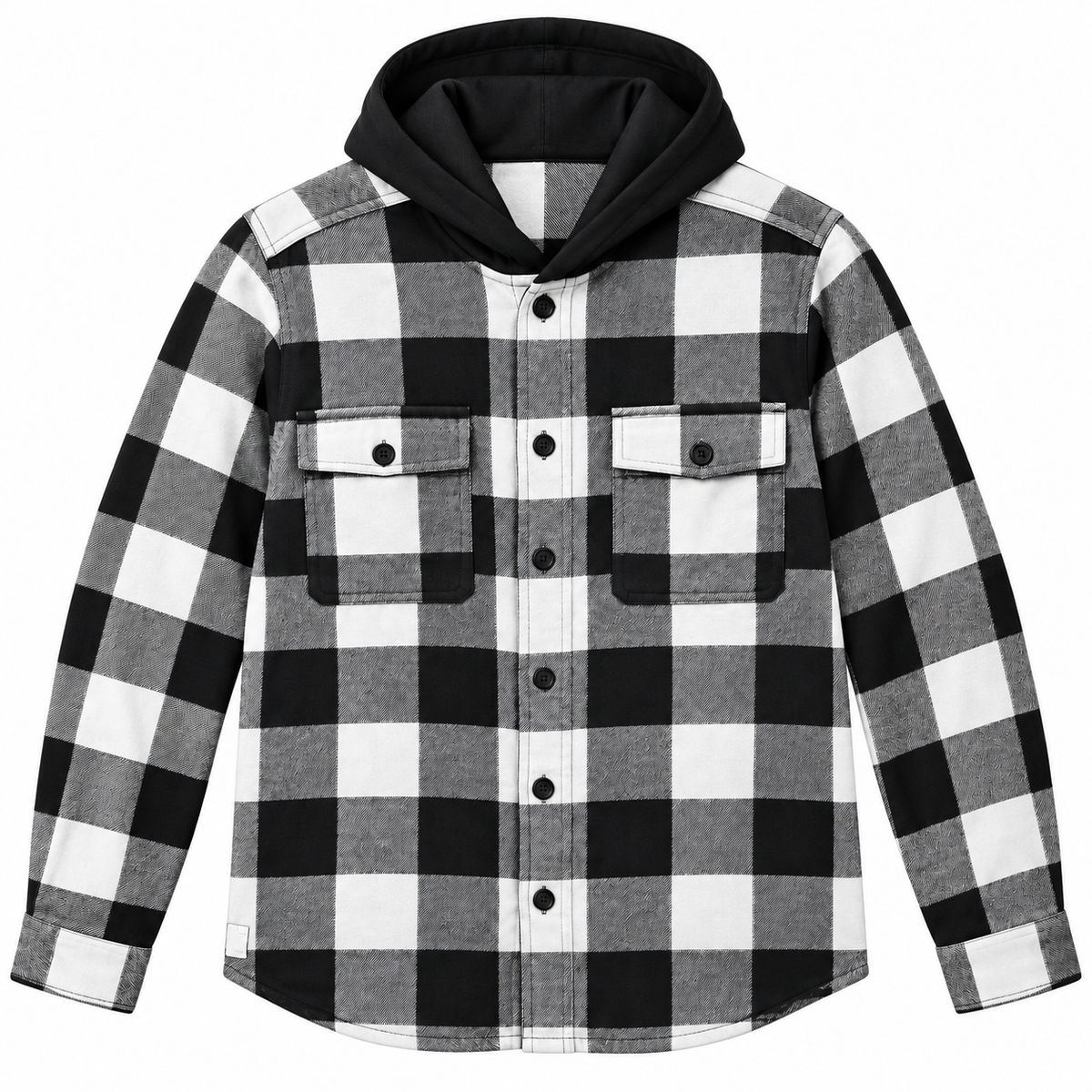 LRG PLAID HOODED L/S FLANNEL BLACK - L2Y2MLBXX