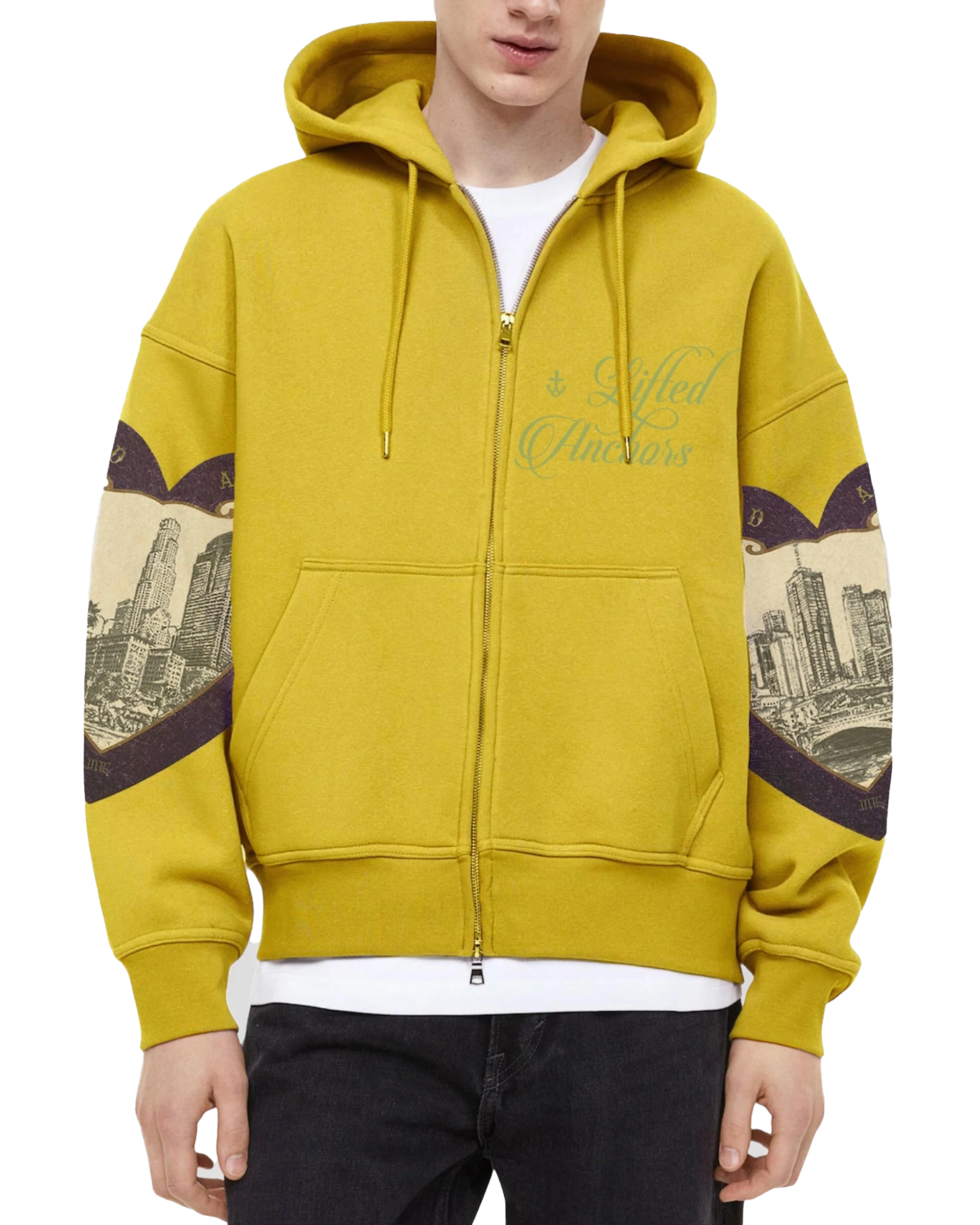 LIFTED ANCHOR HOODIE JACKET GOLDEN ROD - LAHL23-7