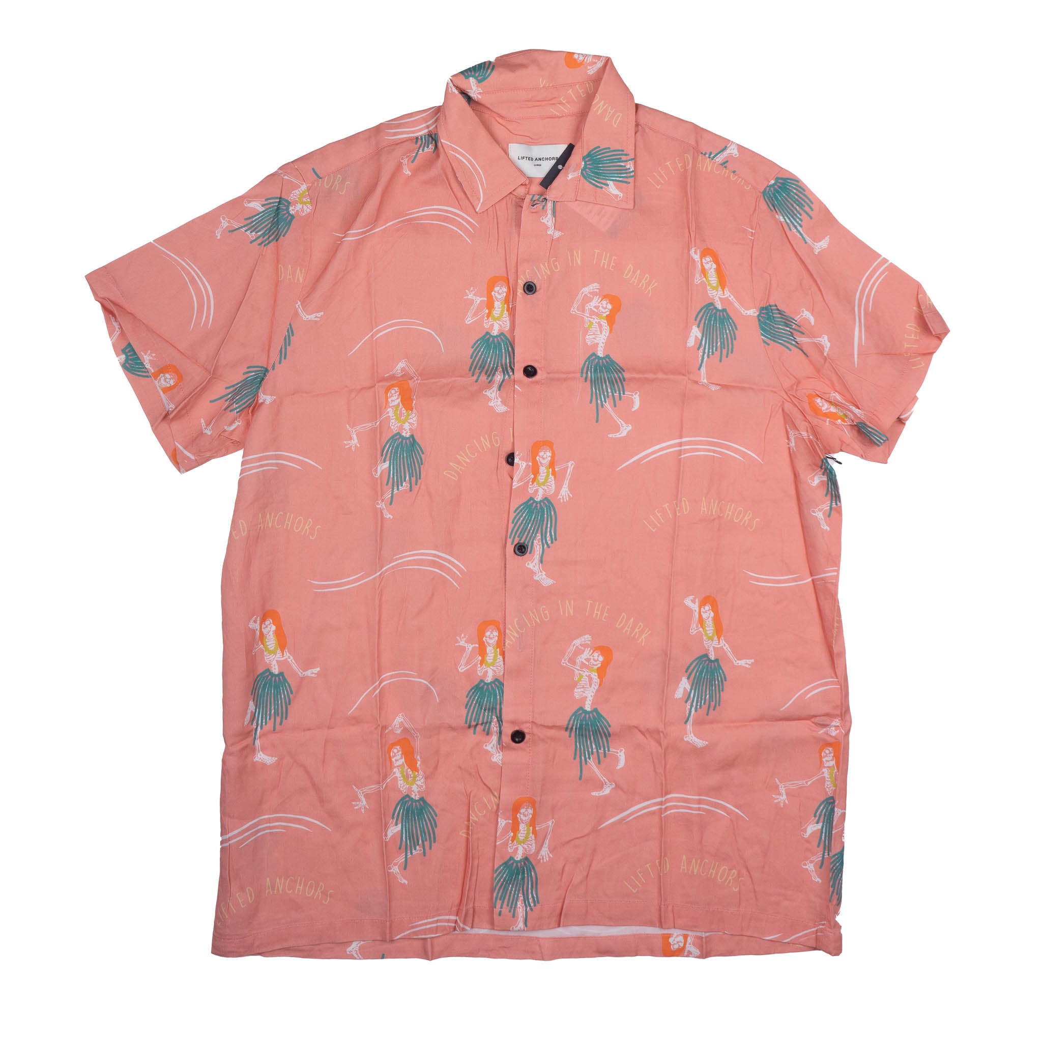 LIFTED ANCHORS SHORT SLEEVE BUTTON DOWN SALMON- LASM121-32