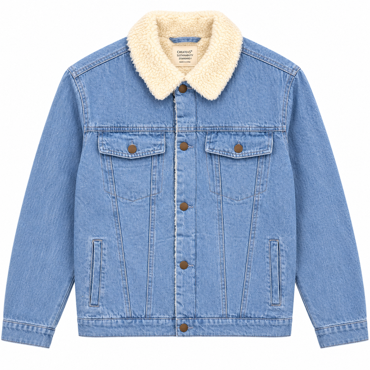 CREATEX5 SHERPA DENIM JACKET LT BLUE - CR-DENIM22