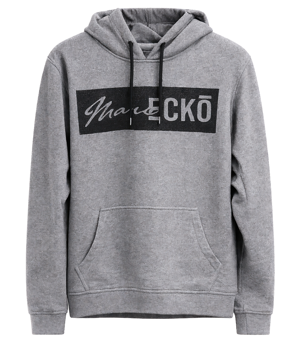 MARC ECKO FLEECE HOODIE GREY MARLED - MK8H0163