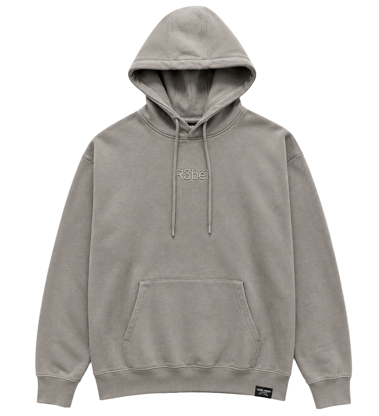R3BEL LOGO HOODIE GREY - 622-301