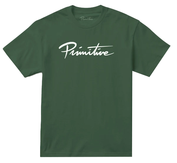 PRIMITIVE NUEVO T-SHIRT GREEN - LOGO SCRIPT