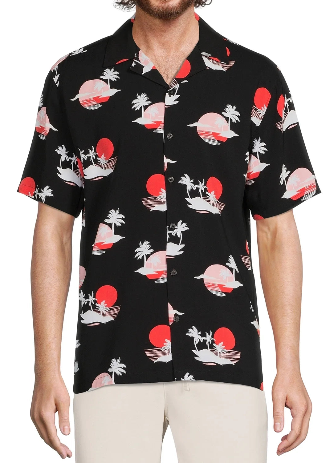 NO BOUNDARIES S/S BUTTON DOWN BLACK SUNSET - NB14100095928B