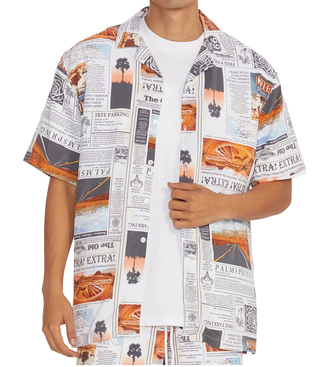 NO BOUNDARIES S/S BUTTON DOWN NEWSPAPER - NB15100132468