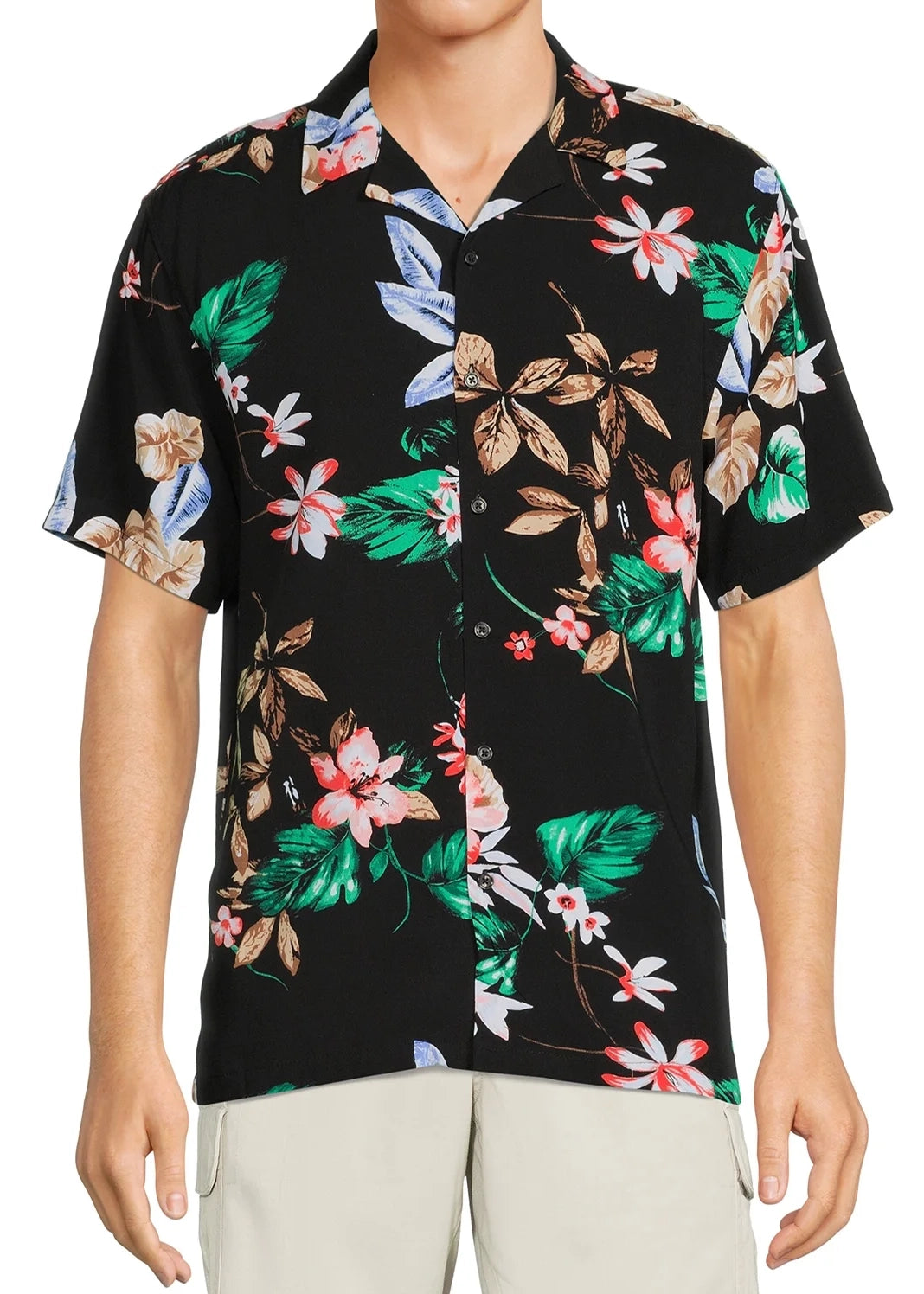 NO BOUNDARIES S/S BUTTON DOWN BLACK FLORAL - NB14100095928B