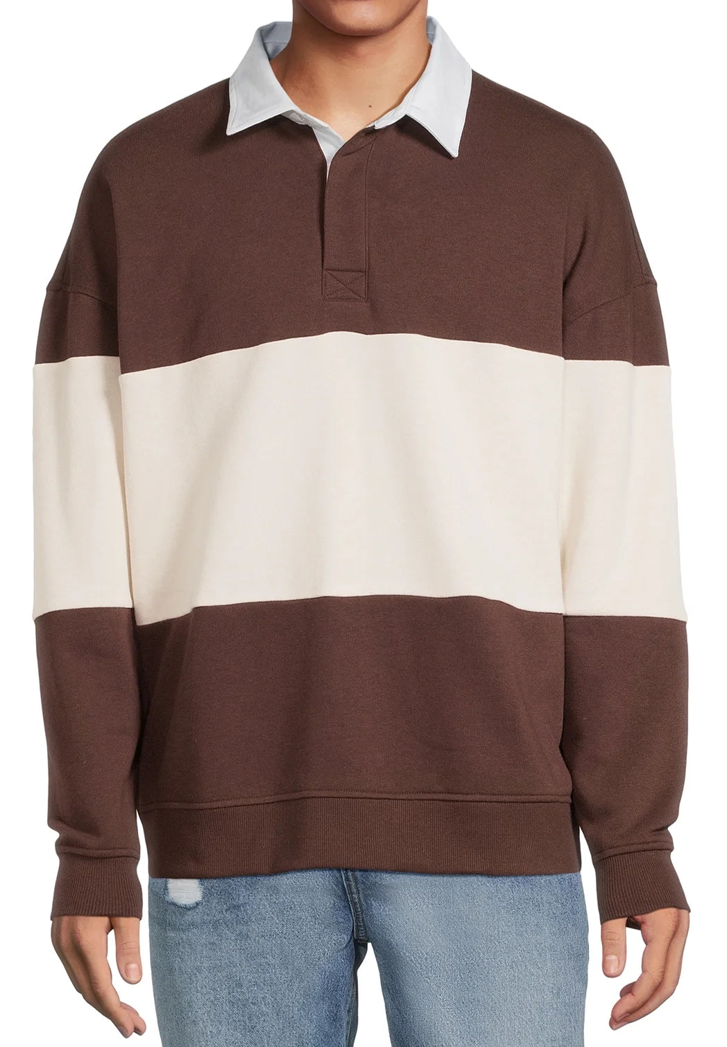 NO BOUNDARIES L/S POLO SWEATSHIRT DARK LATTE - NB14100095934