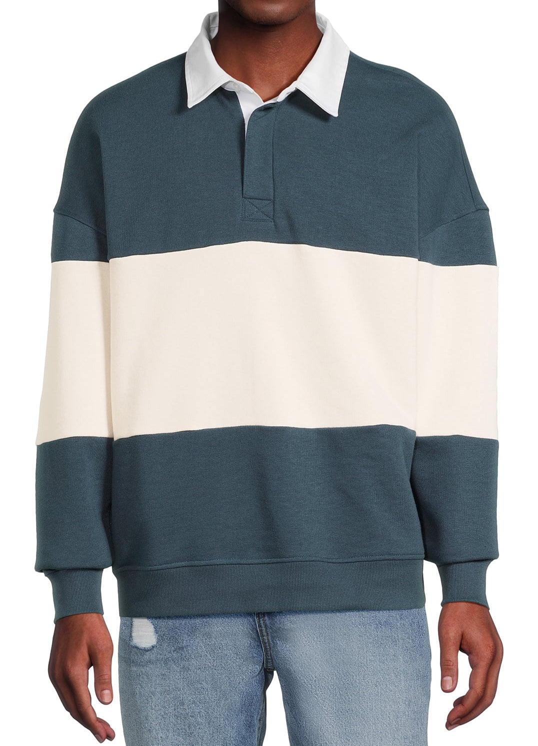 NO BOUNDARIES L/S POLO SWEATSHIRT TRUE GREEN - NB14100095934