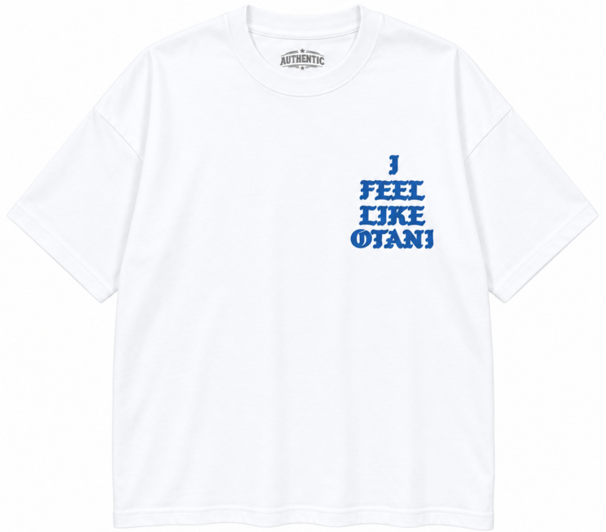 AUTHENTIC LEGENDS PUFF-PRINT T-SHIRT WHITE/BLUE - FEEL LIKE OTANI