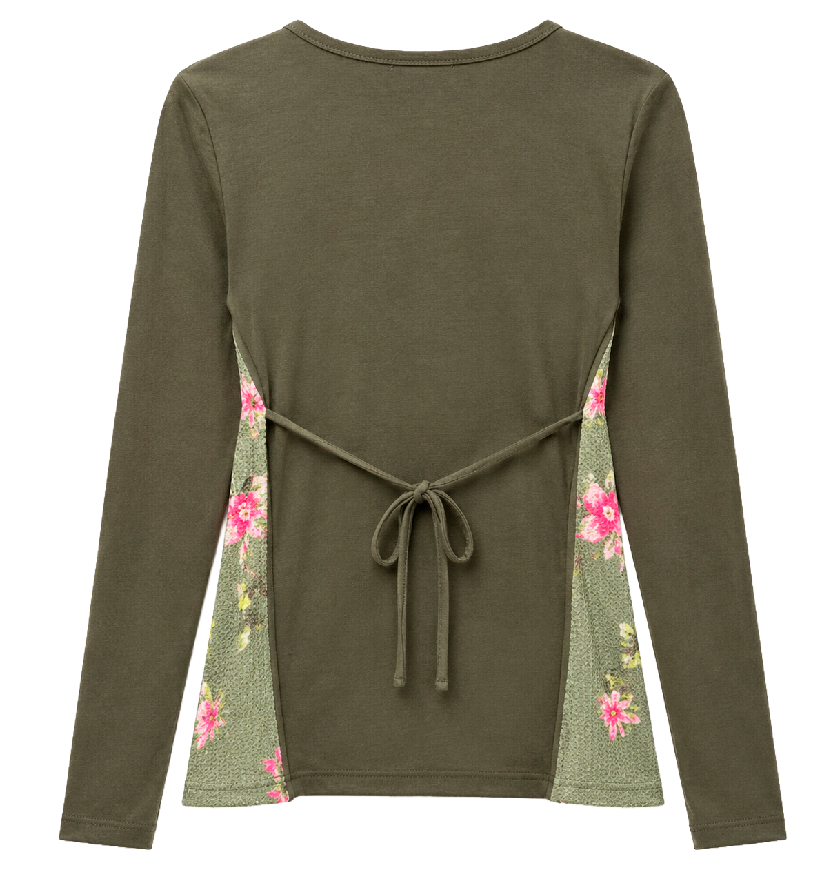 JUNIOR GIRLS SEQUIN L/S SHIRT GREEN - FLORAL