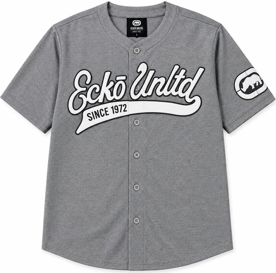 ECKO UNLTD SCRIPT BASEBALL JERSEY GREY MARLED - EO14K1603O