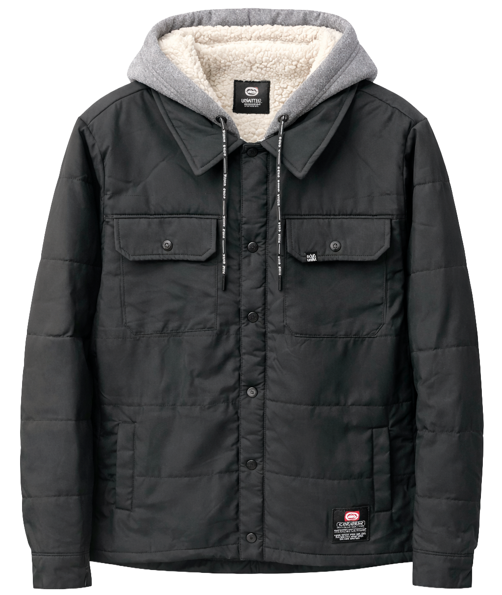 ECKO UNLTD SHERPA HOODIE JACKET BLACK - EO34O621