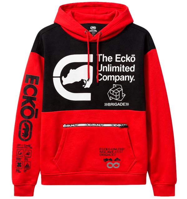 ECKO UNLTD FLEECE HOODIE RED/BLACK - EO34H1184